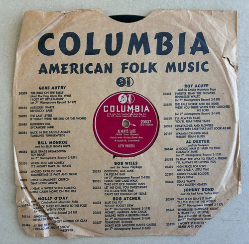 Lefty frizzell columbia 20837 - frizzell,